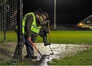 13 January 2016; Pat Dolan, left, and Tom Gilchrist, from Cappataggle hurling club preparing the pitch ahead of the match between Galway and NUIG. Bord na Mona Walsh Cup, Group 4, Galway v NUIG, Duggan Park, Ballinasloe, Co. Galway. Picture credit: Seb Daly / SPORTSFILE