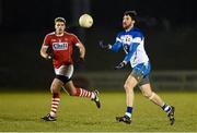 14 January 2016; Tommy Prendergast, Waterford, in action against Ian Maguire, Cork. McGrath Cup Group B Round 2, Cork v Waterford. Mallow GAA Grounds, Mallow, Co. Cork. Picture credit: Diarmuid Greene / SPORTSFILE