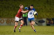 14 January 2016; Tommy Prendergast, Waterford, in action against Ian Maguire, Cork. McGrath Cup Group B Round 2, Cork v Waterford. Mallow GAA Grounds, Mallow, Co. Cork. Picture credit: Diarmuid Greene / SPORTSFILE