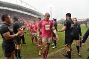 16 January 2016; Stade Francais Captain, Sergio Parisse leads his team through the tunnel of Munster players at the end of the game. European Rugby Champions Cup, Pool 4, Round 5, Munster v Stade Francais. Thomond Park, Limerick.