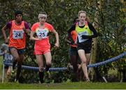 16 January 2016; Fionnuala McCormack, Ireland, right, leading Mimi Belete, Bahrain, left and Kate Avery, Great Britain on her way to finishing third in the Senior Womens race. Antrim International Cross Country, Greenmount Campus, Stormont, Antrim. Picture credit: Oliver McVeigh / SPORTSFILE