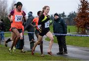 16 January 2016; Fionnuala McCormack, Ireland, leading Mimi Belete, Bahrain, left, on her way to finishing third in the Senior Womens race. Antrim International Cross Country, Greenmount Campus, Stormont, Antrim. Picture credit: Oliver McVeigh / SPORTSFILE