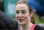16 January 2016; Fionnuala McCormack, Ireland, being interviewed after finishing 3rd in the Senior Womens race. Antrim International Cross Country, Greenmount Campus, Stormont, Antrim. Picture credit: Oliver McVeigh / SPORTSFILE