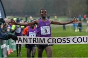 16 January 2016; Aweke Ayalew, Bahrain, on his way to winning the Senior Mens race. Antrim International Cross Country, Greenmount Campus, Stormont, Antrim. Picture credit: Oliver McVeigh / SPORTSFILE