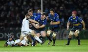 16 January 2016; Peter Dooley, Leinster, is tackled by Chris Cook, Bath. European Rugby Champions Cup, Pool 5, Round 5, Leinster v Bath. RDS Arena, Ballsbridge, Dublin. Picture credit: Stephen McCarthy / SPORTSFILE