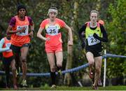 16 January 2016; Fionnuala McCormack, right, Ireland, leading from Kate Avery, Great Britain, and Mimi Belete, Bahrain, on her way to 3rd place in the Senior Womens race. Antrim International Cross Country, Greenmount Campus, Stormont, Antrim. Picture credit: Oliver McVeigh / SPORTSFILE