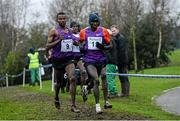 16 January 2016; Aweke Ayalew, Bahrain, left, along side Thomas Ayeko, Uganda, on his way to winning the Senior Mens race. Antrim International Cross Country, Greenmount Campus, Stormont, Antrim. Picture credit: Oliver McVeigh / SPORTSFILE