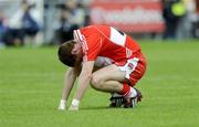 21 June 2009; A dejected Gerard O'Kane, Derry, at the final whistle. GAA Football Ulster Senior Championship Semi-Final, Tyrone v Derry, Casement Park, Belfast, Co. Antrim. Picture credit: Oliver McVeigh / SPORTSFILE