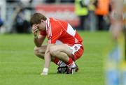 21 June 2009; A dejected Gerard O'Kane, Derry, at the final whistle. GAA Football Ulster Senior Championship Semi-Final, Tyrone v Derry, Casement Park, Belfast, Co. Antrim. Picture credit: Oliver McVeigh / SPORTSFILE