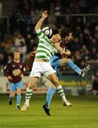 17 October 2009; Shane Robinson, Shamrock Rovers, in action against Paul Crowley, Drogheda United. League of Ireland Premier Division, Shamrock Rovers v Drogheda United, Tallaght Stadium, Tallaght, Dublin. Picture credit: Stephen McCarthy / SPORTSFILE