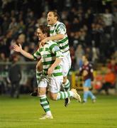 17 October 2009; Dessie Baker, Shamrock Rovers, celebrates with team-mate Stephen Rice, right, after scoring his side's first goal. League of Ireland Premier Division, Shamrock Rovers v Drogheda United, Tallaght Stadium, Tallaght, Dublin. Picture credit: Stephen McCarthy / SPORTSFILE