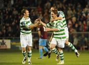 17 October 2009; Dessie Baker, Shamrock Rovers, celebrates with team-mate Stephen Rice, right, and Pat Sullivan, left, after scoring his side's first goal. League of Ireland Premier Division, Shamrock Rovers v Drogheda United, Tallaght Stadium, Tallaght, Dublin. Picture credit: Stephen McCarthy / SPORTSFILE