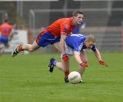 18 October 2009; Colm McCullagh, Dromore, in action against Shea Forbes, Ardboe. Tyrone County Senior Football Final, Dromore v Ardboe, Healy Park, Omagh, Co. Tyrone. Picture credit: Michael Cullen / SPORTSFILE