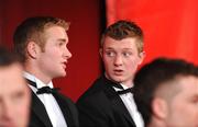16 October 2009; Joe Canning, of Galway, in conversation with Noel McGrath, of Tipperary, left, before being presented with their GAA Hurling All-Star awards during the 2009 GAA All-Stars Awards, sponsored by Vodafone. Citywest Hotel, Conference, Leisure & Golf Resort, Dublin. Picture credit: Brendan Moran / SPORTSFILE