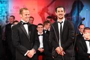 16 October 2009; Tommy Walsh, of Kilkenny, GAA All-Star Hurler of the Year, and Paul Galvin, of Kerry, GAA All-Star Footballer of the Year, during the 2009 GAA All-Stars Awards, sponsored by Vodafone. Citywest Hotel, Conference, Leisure & Golf Resort, Dublin. Picture credit: Brendan Moran / SPORTSFILE