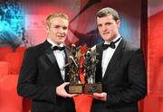 16 October 2009; Noel McGrath, of Tipperary, with his GAA Young Hurler All-Star award, left, and Michael Murphy, of Donegal, with his GAA Young Footballer All-Star award, during the 2009 GAA All-Stars Awards, sponsored by Vodafone. Citywest Hotel, Conference, Leisure & Golf Resort, Dublin. Picture credit: Brendan Moran / SPORTSFILE