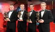 16 October 2009; Tipperary GAA Hurling All-Star award winners, from left, Padraig Maher, Lar Corbett, Conor O'Mahony and GAA Young Hurler All-Star award winner Noel McGrath during the 2009 GAA All-Stars Awards, sponsored by Vodafone. Citywest Hotel, Conference, Leisure & Golf Resort, Dublin. Picture credit: Ray McManus / SPORTSFILE