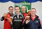17 October 2009; Munster supporters, from left to right, Peter Guerin, Hugh Dunne, Brian Dunne and Philip Cantillon, all from Old Singland Road, Limerick, before the game. Heineken Cup, Pool 1, Round 2, Munster v Treviso, Thomond Park, Limerick. Picture credit: Diarmuid Greene / SPORTSFILE