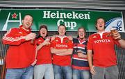17 October 2009; Munster supporters, from left, Pat Nolan, Brian Mohally, Killian Mohally, Evan Mohally and Dave Nagle, all from from Ballincollig, Co. Cork, before the game. Heineken Cup, Pool 1, Round 2, Munster v Treviso, Thomond Park, Limerick. Picture credit: Diarmuid Greene / SPORTSFILE