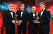16 October 2009; Noel McGrath, of Tipperary, GAA All-Star Young Hurler of the Year, left, with Charles Butterworth, CEO Vodafone Ireland, and Michael Murphy, of Donegal, GAA All-Star Young Footballer of the Year, with Uachtarán CLG Criostóir Ó Cuana during the 2009 GAA All-Stars Awards, sponsored by Vodafone. Citywest Hotel, Conference, Leisure & Golf Resort, Dublin. Picture credit: Brendan Moran / SPORTSFILE
