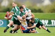 18 October 2009; Ivan Djordjevic, Serbia, is tackled by  Ireland players, from left, Brendan Guilfoyle, Wayne Kerr, Jason Golden and Bob Bejwick. Rugby League International, Ireland v Serbia, Tullamore RFC, Tullamore, Co. Offaly. Picture credit: Stephen McCarthy / SPORTSFILE