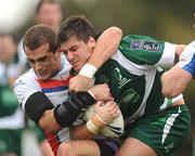18 October 2009; Dave Allen, Ireland, is tackled by Nenad Grbic, Serbia. Rugby League International, Ireland v Serbia, Tullamore RFC, Tullamore, Co. Offaly. Picture credit: Stephen McCarthy / SPORTSFILE