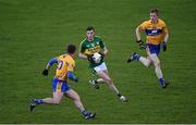 10 January 2016; Philip O'Connor, Kerry, in action against Sean Collins, left, and Conor O'Halloran, Clare. McGrath Cup, Group A, Round 2, Kerry v Clare, Fitzgerald Stadium, Killarney, Co. Kerry. Picture credit: Brendan Moran / SPORTSFILE