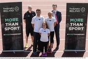 2 June 2016;  Pictured at the announcement of the Irish Paralympic Athletic squad for the IPC Athletics European Championships which will take place in Grosseto, Italy from June 10th to 17th are, from left, James Nolan, Head of Paralympic Athletics, Paul Keogan, 400m, Niamh McCarthy, Discus, Greta Streimikyte, 1500m and Anthony Shannon, Allianz. Morton Stadium, Santry, Co. Dublin. Photo by Sam Barnes/Sportsfile