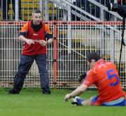 18 October 2009; Ardboe manager Mickey Donnelly shouts instructions to Ciaran Campbell. Tyrone County Senior Football Final, Dromore v Ardboe, Healy Park, Omagh, Co. Tyrone. Picture credit: Michael Cullen / SPORTSFILE