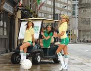20 October 2009; Models, from left, Ruth O'Neill, Georgia Salpa, and Nadia Forde, pictured at the announcement of the new date and venue for the 3 Irish Open 2010. The Westin Hotel, Dublin. Picture credit: Pat Murphy / SPORTSFILE