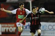 20 October 2009; Killian Brennan, Bohemians, in action against Darragh Ryan, St Patrick's Athletic. League of Ireland Premier Division, Bohemians v St Patrick's Athletic, Dalymount Park, Dublin. Photo by Sportsfile