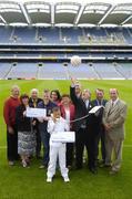 29 June 2006; Gaelic Telecom, the Official Telecoms Partner of the GAA, today presented a total of 20,000 euro to Westport GAA and 2 members of the club. Pictured at the presentation are, Peter Reynolds, Ms Maura Coyne, National Director Gaelic Telecom, Paddy Muldoon, Central Council member for Mayo and member of Westport GAA, Tomas Reynolds, Rachel Sheridan, Mary Sheridan, James Waldren, Mayo County Board Chairman, President of the GAA, Nickey Brennan, John F Sheridan and Gerry O'Connell, General Manager, Gaelic Telecom. Dublin. Picture credit: Damien Eagers / SPORTSFILE
