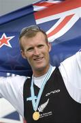 26 August 2006; Mahe Drysdale, New Zealand, celebrates after winning the men's single sculls final, at the 2006 World Rowing Championships. Dorney Lake, Eton, England. Picture credit; David Maher / SPORTSFILE