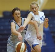 30 January 2007; Catherine O'Flynn, Shannon C.S. U19.C, in action against Fionnuala Dore, St Marys Charleville. Girl's Schools Cup Finals, St Marys Charleville v Carrick on Shannon C.S., National Basketball Arena, Tallaght, Dublin. Photo by Sportsfile