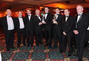 16 October 2009; GAA Football All-Star award winners Stephen O'Neill, of Tyrone, and Karl Lacey, of Donegal, with GAA All-Star Young Footballer of the Year Michael Murphy, of Donegal, centre, with, from left, Fermanagh County Board treasurer Vincent Martin, Fermanagh County Secretary Tom Boyle, Ulster GAA Operations Manager Stephen McGeehan and Donegal Games Development Manager Mick Murphy during the 2009 GAA All-Stars Awards, sponsored by Vodafone. Citywest Hotel, Conference, Leisure & Golf Resort, Dublin. Picture credit: Ray McManus / SPORTSFILE