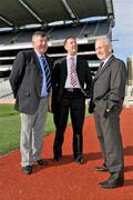 19 October 2009; Former Tipperary manager Michael 'Babs' Keating, left, with Kerry manager Jack O'Connor, centre and former Meath manager Sean Boylan at the announcement that Allianz are to extend their sponsorship deal with the GAA for GAA National Hurling and Football Leagues until 2012. This will bring the Allianz commitment to Gaelic Games into its 20th year which makes the insurance firm the longest ever supporter of senior Inter-County GAA game. Croke Park, Dublin. Picture Credit: David Maher / SPORTSFILE