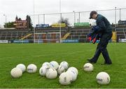 17 January 2016; Cavan kit man Kevin Downes getting for the team's warm up.Bank of Ireland Dr McKenna Cup, Semi-Final, Cavan v Derry. Athletic Grounds, Armagh. Picture credit: Philip Fitzpatrick / SPORTSFILE