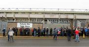 17 January 2016; Fans queing to get tickets for the game. Bank of Ireland Dr McKenna Cup Semi-Final, Tyrone v Fermanagh. St Tiernach's Park, Clones, Co. Monaghan. Picture credit: Oliver McVeigh / SPORTSFILE