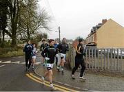 17 January 2016; The Fermanagh players coming back to the ground after warming up on anoutside pitch. Bank of Ireland Dr McKenna Cup Semi-Final, Tyrone v Fermanagh. St Tiernach's Park, Clones, Co. Monaghan. Picture credit: Oliver McVeigh / SPORTSFILE