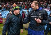 17 January 2016; Stephen Rochford, left, Mayo manager, with Fergal O'Donnell, Roscommon joint manager, at the end of the game. FBD Connacht League Section A Round 3, Roscommon v Mayo. Elvery's MacHale Park, Castlebar, Co. Mayo. Picture credit: David Maher / SPORTSFILE