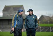 17 January 2016; Tipperary manager Liam Kearns, left, and Kerry manager Eamonn Fitzmaurice in conversation after the game. McGrath Cup Group A Round 3, Tipperary v Kerry. Sean Treacy Park, Tipperary. Picture credit: Diarmuid Greene / SPORTSFILE