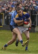 17 January 2016; Colm P. Smyth, Longford, is tackled by Dublin's Cormac Costello. Bord na Mona O'Byrne Cup Semi-Final, Longford v Dublin. Glennon Brothers Pearse Park, Longford. Picture credit: Dean Cullen / SPORTSFILE
