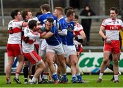 17 January 2016; Players from both teams tussle off the ball. Bank of Ireland Dr McKenna Cup, Semi-Final, Cavan v Derry. Athletic Grounds, Armagh. Picture credit: Philip Fitzpatrick / SPORTSFILE