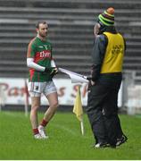 17 January 2016; Keith Higgins, Mayo, leaves the pitch due to an injury during the first half. FBD Connacht League Section A Round 3, Roscommon v Mayo. Elvery's MacHale Park, Castlebar, Co. Mayo. Picture credit: David Maher / SPORTSFILE