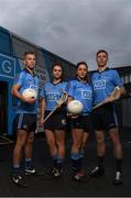 18 January 2016; Dublin footballer Jonny Cooper, hurler Paul Schutte, ladies footballer Sinéad Goldrick and camogie’s Ali Twomey were at Parnell Park today to help announce a 47% discount on home-insurance offer to new customers. More information can be found at aig.ie/personal/home-insurance #BackingEveryStep. Pictured are, from left, footballer Jonny Cooper, camogie’s Ali Twomey,  ladies footballer Sinéad Goldrick and hurler Paul Schutte. AIG Insurance 2016 Season Launch, Parnell Park, Dublin. Picture credit: Ramsey Cardy / SPORTSFILE