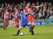 23 October 2009; Vinny Sullivan, Waterford United, in action against Brian Cash, Sligo Rovers. FAI Ford Cup Semi-Final, Sligo Rovers v Waterford United, Showgrounds, Sligo. Picture credit: Brian Lawless / SPORTSFILE
