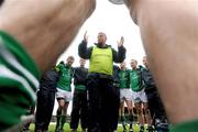 24 October 2009; The Leinster manager Paul Caffery speaks to his team before the game. M Donnelly Interprovincial Football Semi-Final, Ulster v Leinster, Crossmaglen, Co. Armagh. Photo by Sportsfile