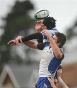24 October 2009; Alex Dunlop, Blackrock College, tussles for possession in the line-out with Billy Holland, Cork Constitution. AIB League Division 1A, Blackrock College v Cork Constitution, Stradbrook Road, Blackrock, Co. Dublin. Picture credit: Stephen McCarthy / SPORTSFILE