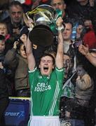 25 October 2009; Charlestown Sarsfields captain Aidan Higgins lifts the cup. Mayo County Senior Football Final, Knockmore v Charlestown Sarsfields, McHale Park, Castlebar, Co. Mayo. Picture credit: Brian Lawless / SPORTSFILE