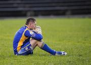 25 October 2009; Knockmore goalkeeper Niall Canavan shows his dissapointment after the match. Mayo County Senior Football Final, Knockmore v Charlestown Sarsfields, McHale Park, Castlebar, Co. Mayo. Picture credit: Brian Lawless / SPORTSFILE